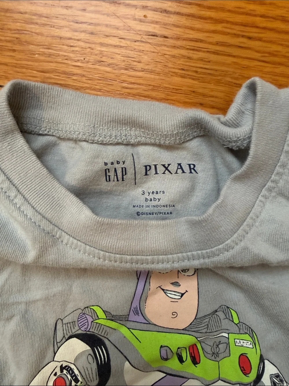 GAP Gray Long-Sleeve Tee with Green & Purple Space Hero Graphic